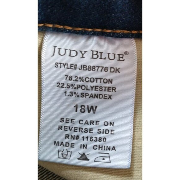 Judy Blue Slim Fit Lightly Distressed Denim Blue Jeans Stretch - 18W (35 x 28.5) - Picture 9 of 11